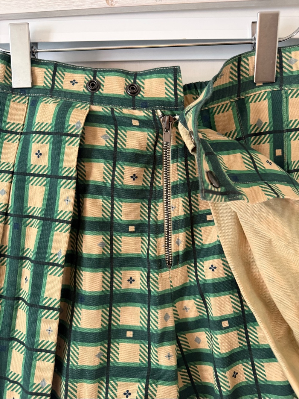 Noble Clothing Green & Cream Plaid Pleated Skort - Picture 4 of 8